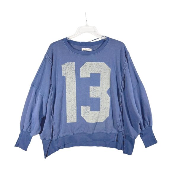 Free People Graphic 13 Camden Sweatshirt Size Small Blue NWT - Picture 2 of 8